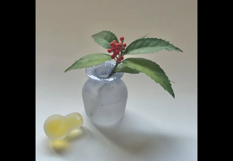 月の気持ち（シリーズ）お花を飾る時は、月は、片隅へ。